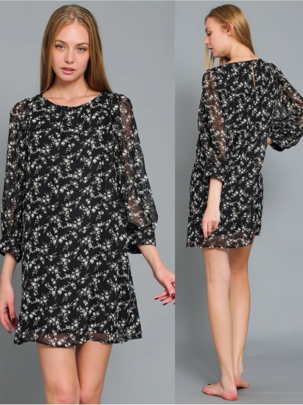 Aakaa Romani Textured Floral Shift Dress – Size M – NWT